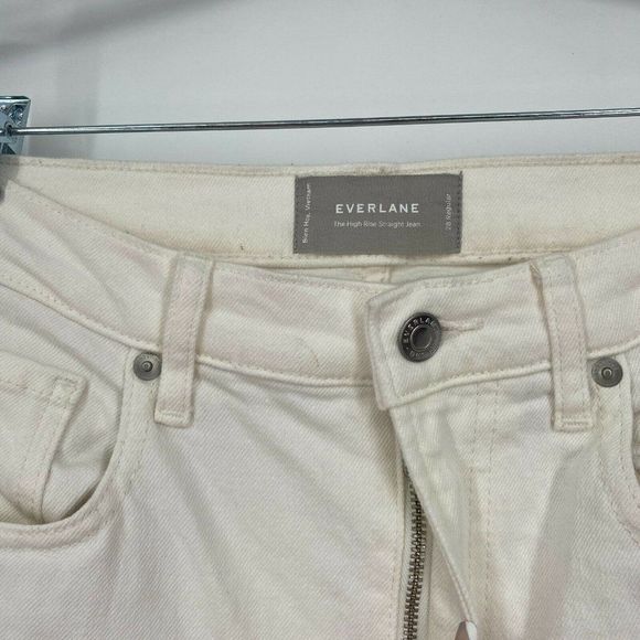 Everlane The High Rise Straight Leg Jeans Size 28 Stretch Denim Light Wash White - Picture 4 of 12